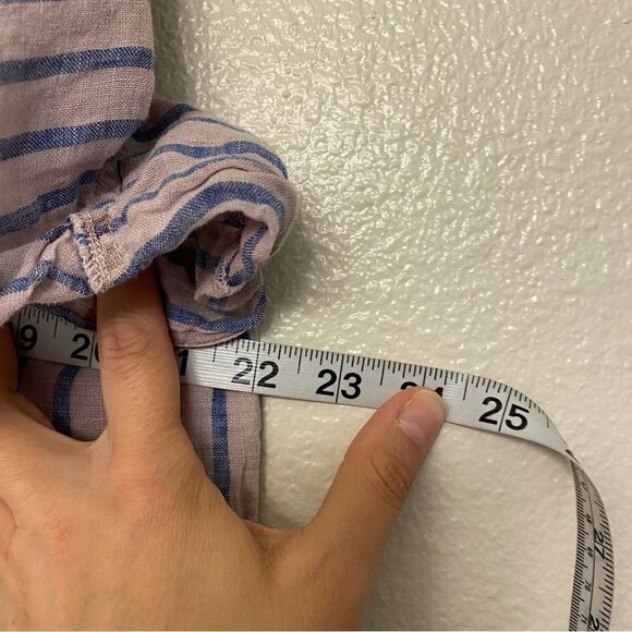 Dear John Channing Shirt Linen Striped lavender lagenlook boho coastal Beach L - Picture 8 of 8